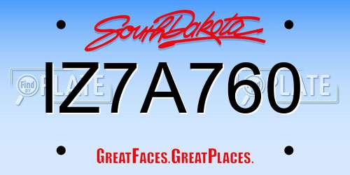IZ7A760 South Dakota License Plate