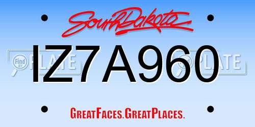 IZ7A960 South Dakota License Plate