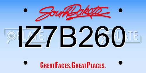 IZ7B260 South Dakota License Plate