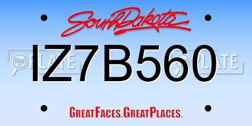IZ7B560 South Dakota License Plate