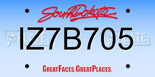 IZ7B705 South Dakota License Plate