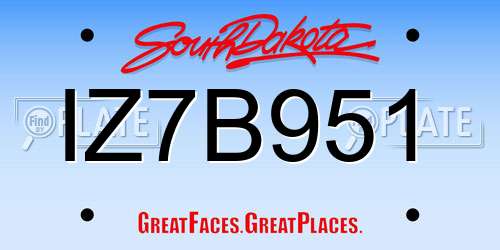 IZ7B951 South Dakota License Plate