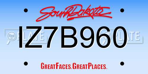 IZ7B960 South Dakota License Plate
