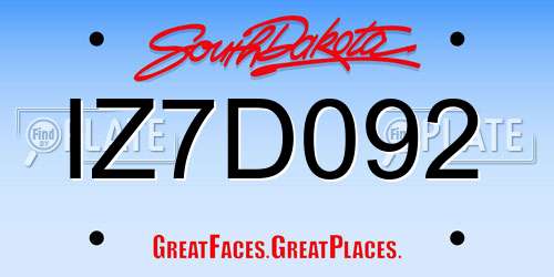 IZ7D092 South Dakota License Plate