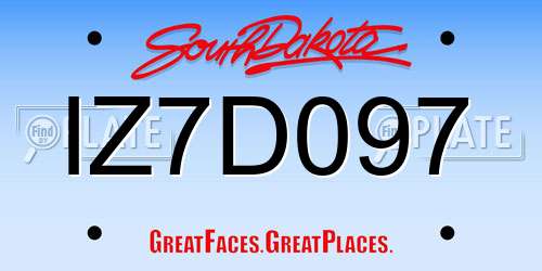 IZ7D097 South Dakota License Plate