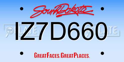 IZ7D660 South Dakota License Plate