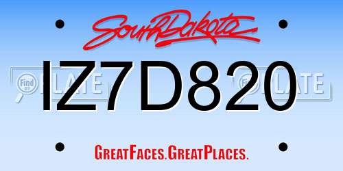 IZ7D820 South Dakota License Plate