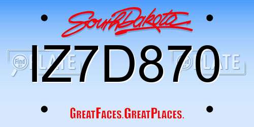 IZ7D870 South Dakota License Plate