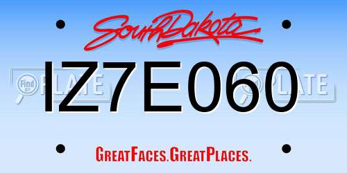 IZ7E060 South Dakota License Plate