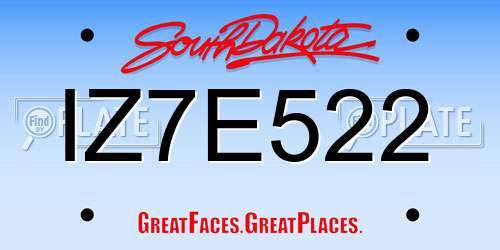 IZ7E522 South Dakota License Plate