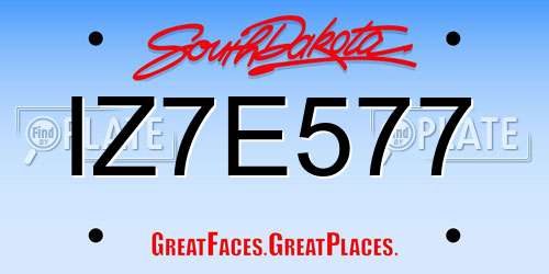 IZ7E577 South Dakota License Plate