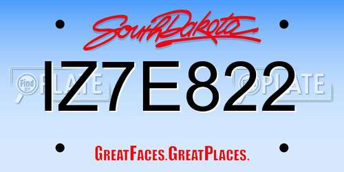 IZ7E822 South Dakota License Plate