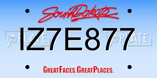 IZ7E877 South Dakota License Plate