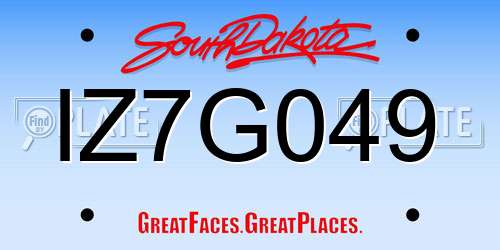 IZ7G049 South Dakota License Plate