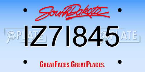 IZ7I845 South Dakota License Plate