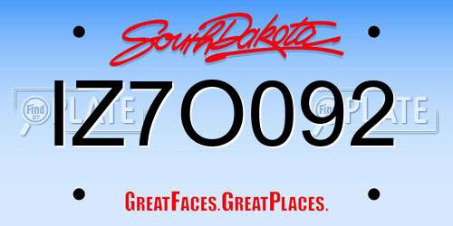 IZ7O092 South Dakota License Plate