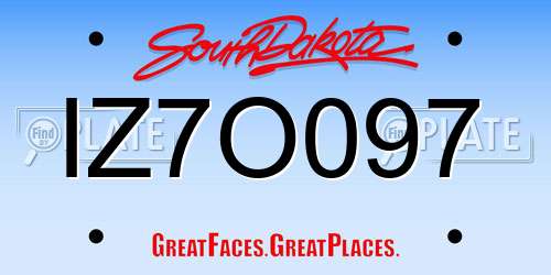 IZ7O097 South Dakota License Plate