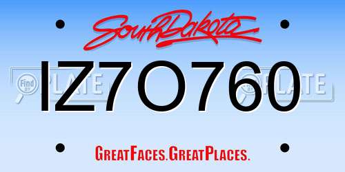 IZ7O760 South Dakota License Plate