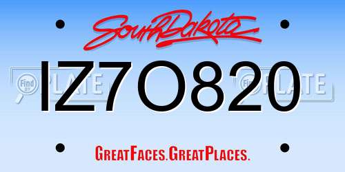 IZ7O820 South Dakota License Plate