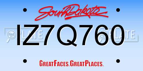 IZ7Q760 South Dakota License Plate