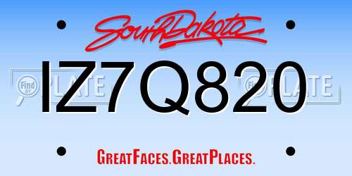 IZ7Q820 South Dakota License Plate