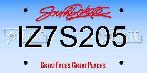 IZ7S205 South Dakota License Plate