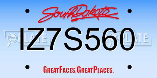 IZ7S560 South Dakota License Plate