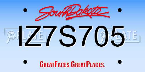 IZ7S705 South Dakota License Plate