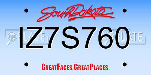 IZ7S760 South Dakota License Plate