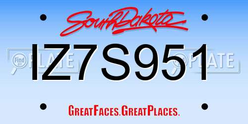 IZ7S951 South Dakota License Plate