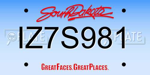 IZ7S981 South Dakota License Plate