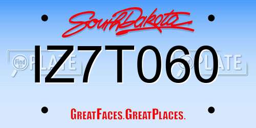 IZ7T060 South Dakota License Plate