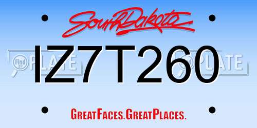 IZ7T260 South Dakota License Plate