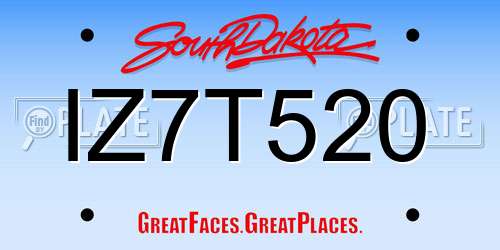 IZ7T520 South Dakota License Plate