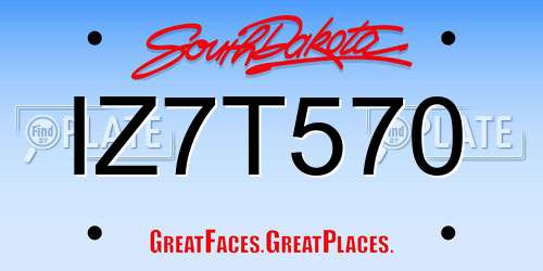 IZ7T570 South Dakota License Plate