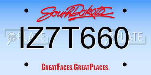 IZ7T660 South Dakota License Plate