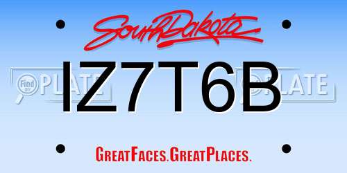 IZ7T6B South Dakota License Plate