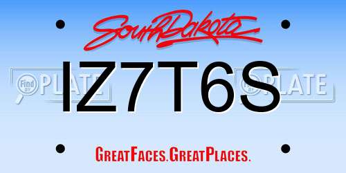 IZ7T6S South Dakota License Plate