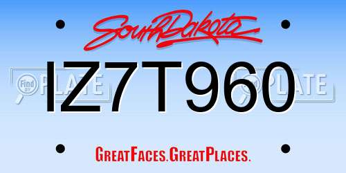 IZ7T960 South Dakota License Plate