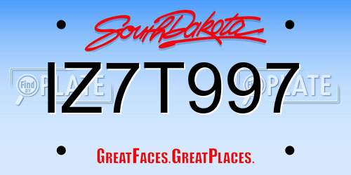 IZ7T997 South Dakota License Plate