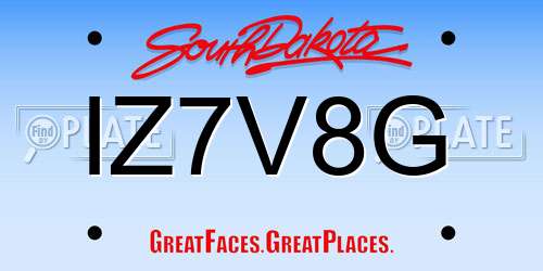 IZ7V8G South Dakota License Plate