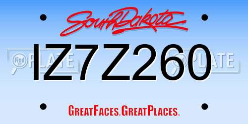 IZ7Z260 South Dakota License Plate