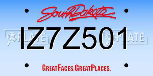IZ7Z501 South Dakota License Plate
