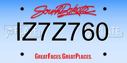 IZ7Z760 South Dakota License Plate