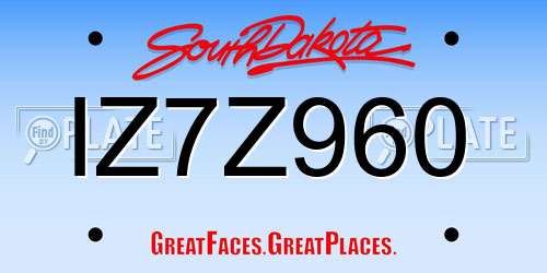 IZ7Z960 South Dakota License Plate