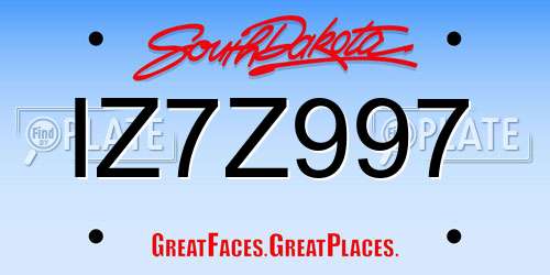 IZ7Z997 South Dakota License Plate