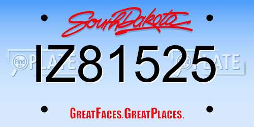 IZ81525 South Dakota License Plate