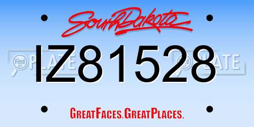 IZ81528 South Dakota License Plate
