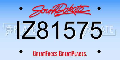 IZ81575 South Dakota License Plate