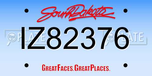 IZ82376 South Dakota License Plate